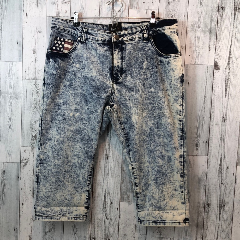 DAZL American Flag Acid Wash Long Line Bermuda Shorts NWT 20